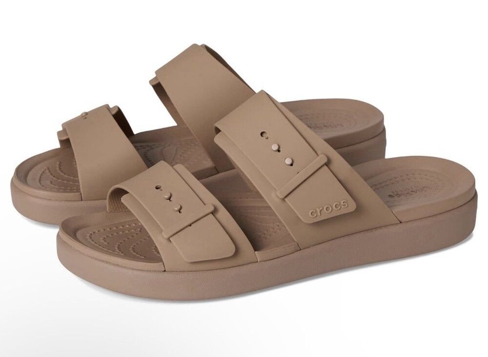 Crocs Brooklyn Buckle Low Slide Sandal Tan Women’s 11 Comfort Literide New
